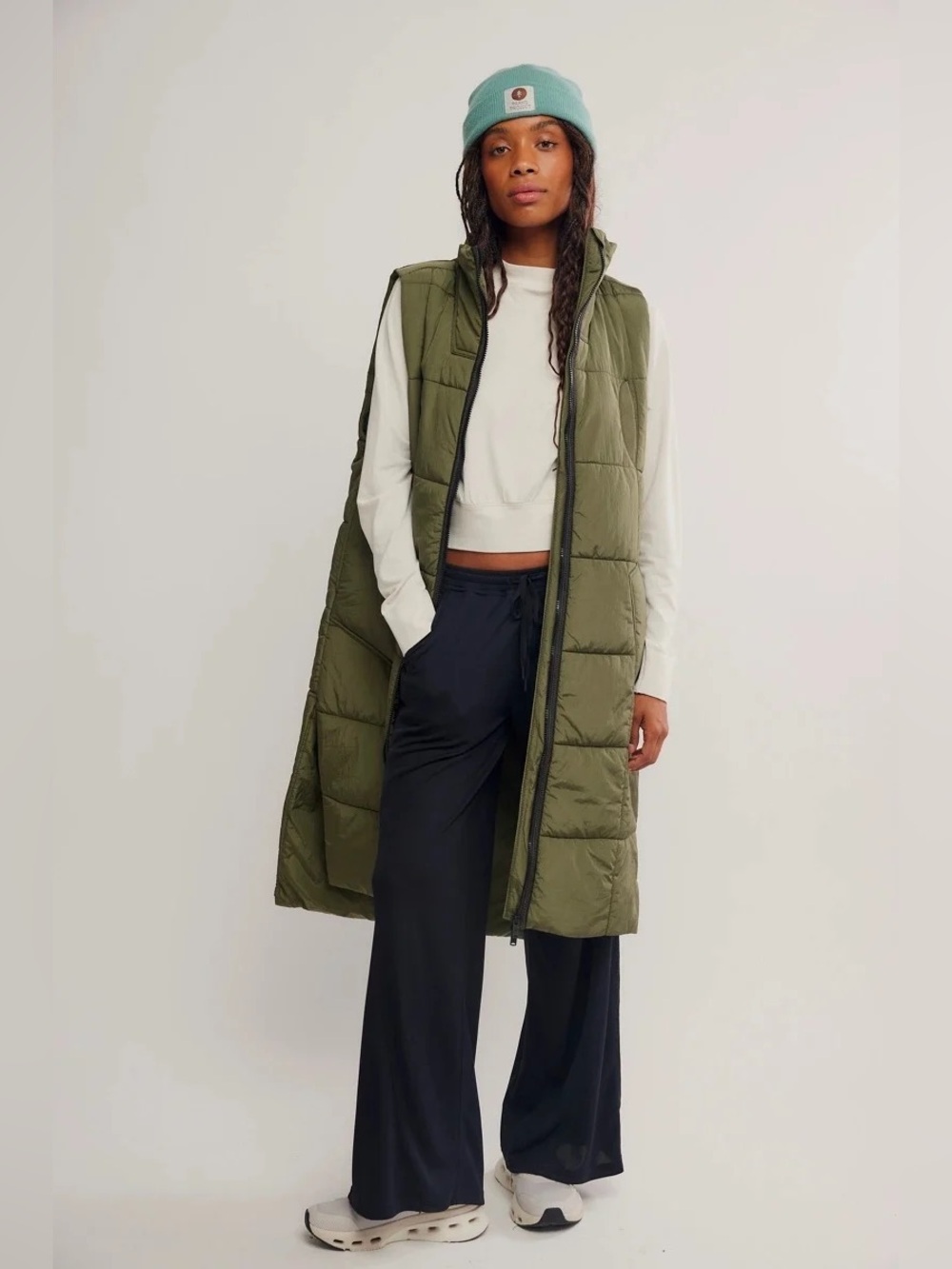 Free People Movement  On The Move Packable Puffer Vest in Seagrass Size L